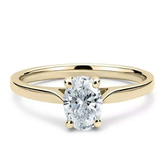 1.50 Ct Round Cut Simulated Diamond Solitaire Wedding Ring 14K Yellow Gold Over