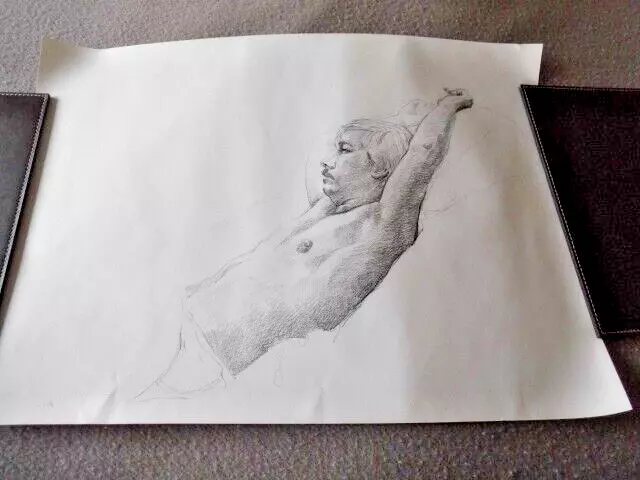 Original pencil sketch art Reclining man on paper 42cm x 59cm