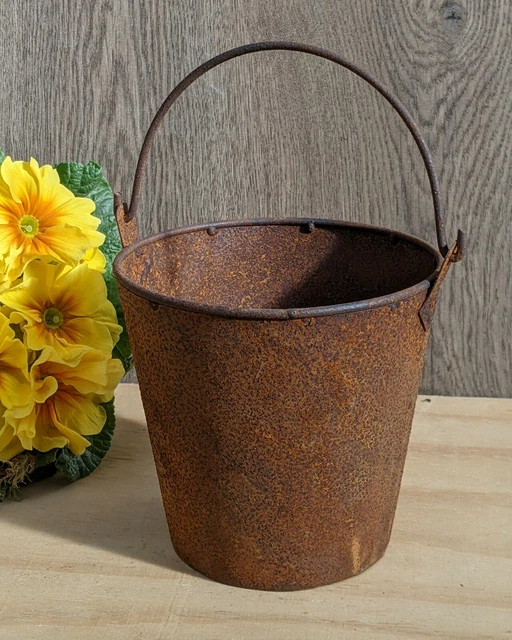 EIMER 15CM H. aus Metall in Edelrost Blumentopf Garten Topf Landhaus ...