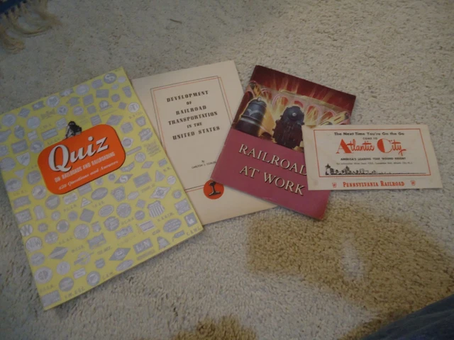 Lot of railroad train Items Vintage 1940's 1950's Quiz Development Ticket Jacket