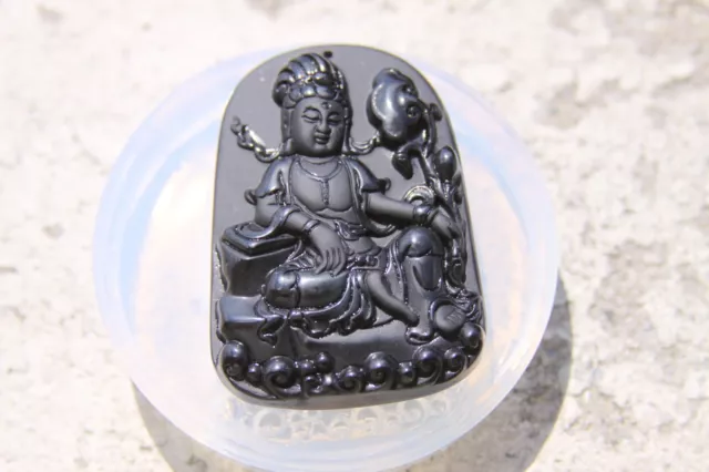 Lucky Kwan-yin Amulet Pendant Amulet Clear silicone mold. Size 60x40 mm.