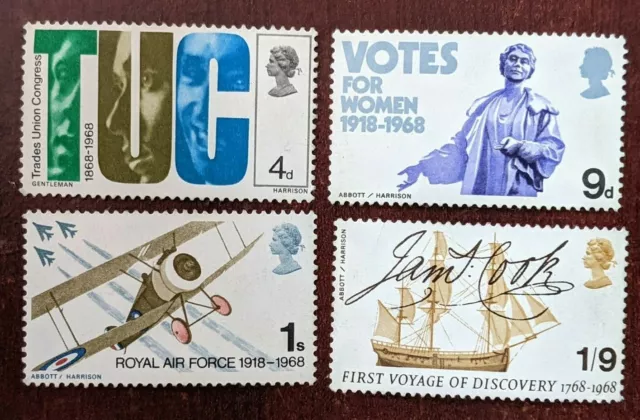 GB/UK stamps 1968 British Annivs. - full set - 4 stamps