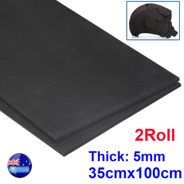 2X 5mm EVA Foam Roll Black Sheet for Cosplay Costumes High Density 350x1000mm