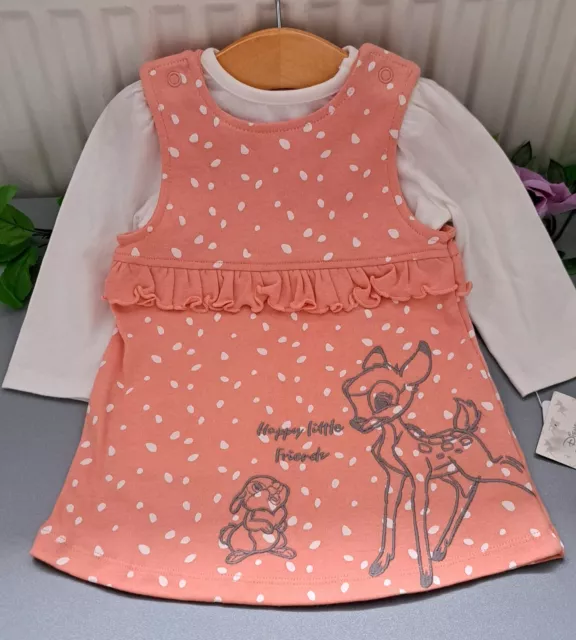 Baby Mädchen 3-6 Monate neu mit Etikett Muskatnuss Disney Bambi superweiches Kleid Set