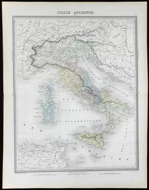 1855 - Italie ancienne - Carte géographique ancienne - Tardieu - Gravure