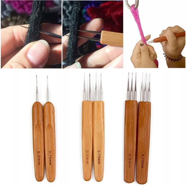 Deago 5pcs/Set Dreadlock Crochet Hook for Hair Dreadlock Needle Tool for  Braid Craft Dread Locks Crochet Needles (0.75mm)