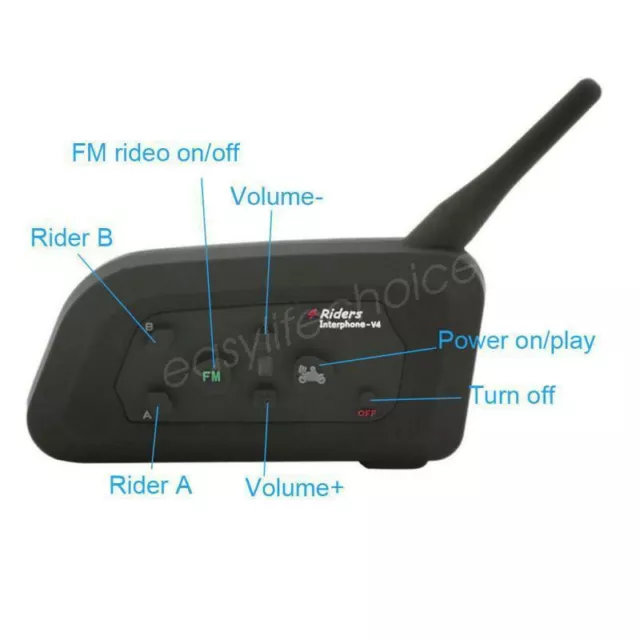 2x V6 1200M 6 Riders Bluetooth Motorcycle Intercom Helmet Headset Interphone NEW 3