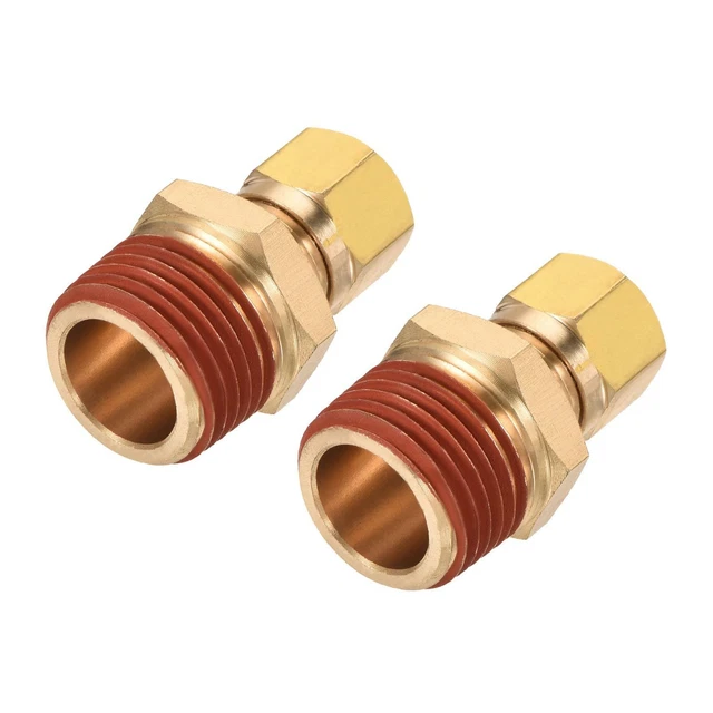Compression Tuyau Raccord 1/2NPT x 3/8" Tuyau OD Droit Adaptateur Paquet de 2