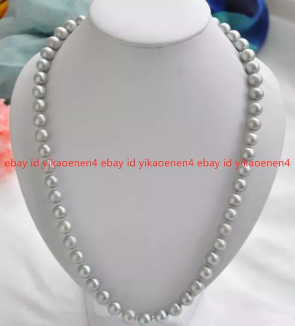 Beautiful 7-8mm Genuine Natural Gray Freshwater Pearl Necklace 18"