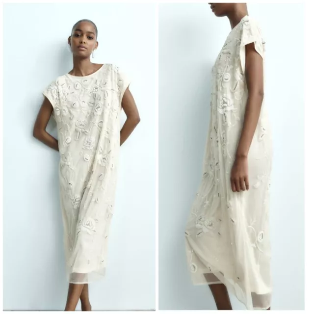 ZARA KNIT DRESS WITH BEADING LIMITED EDITION Size M 79.00