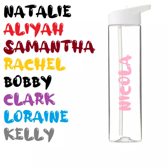 1,5,10 PERSONALISED VINYL Name Stickers Decal Label Water Bottle