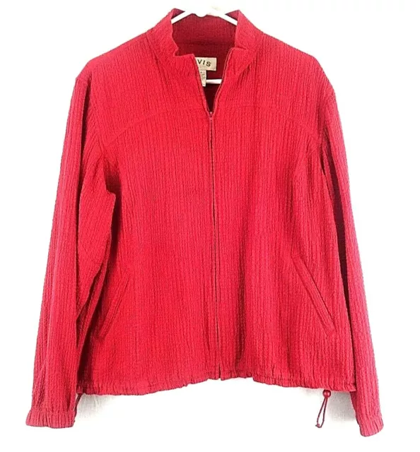 Orvis Lightweight Crinkle Textured Travel Red Zipper Coat Jacket Women's XL XL P