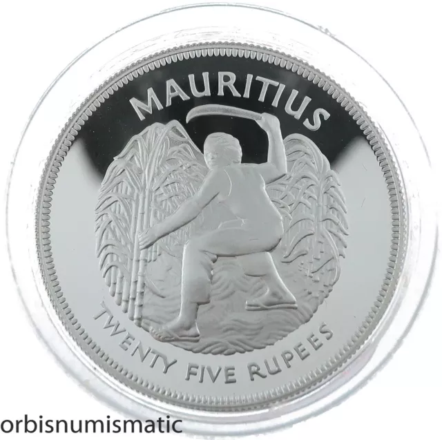 1977 Mauritius 25 Rupees Proof Silver 25Th Accession Queen Elizabeth Ii Zg169