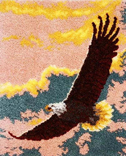 Kits de gancho de pestillo para adultos, impresión en color hágalo usted mismo artesanías agujas artes alfombra águila