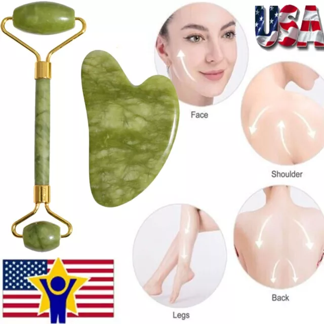 face roller massage Jade Roller Gua Sha Set Guasha Tool for Face Skin Care Gift