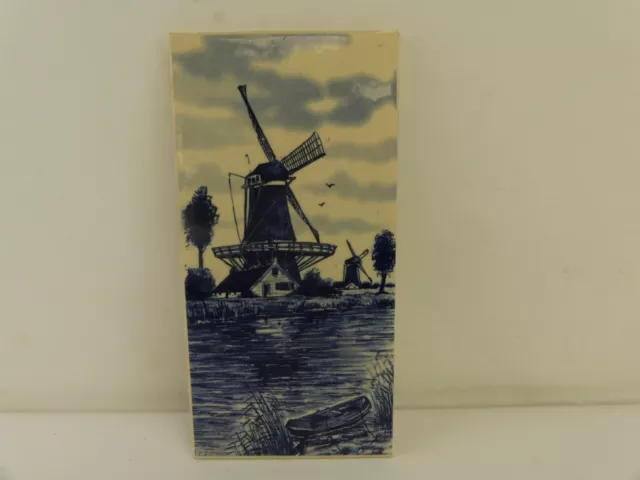 (RefJOH8) Hemiksem ceramic art tile windmill blue Spinx Maastricht