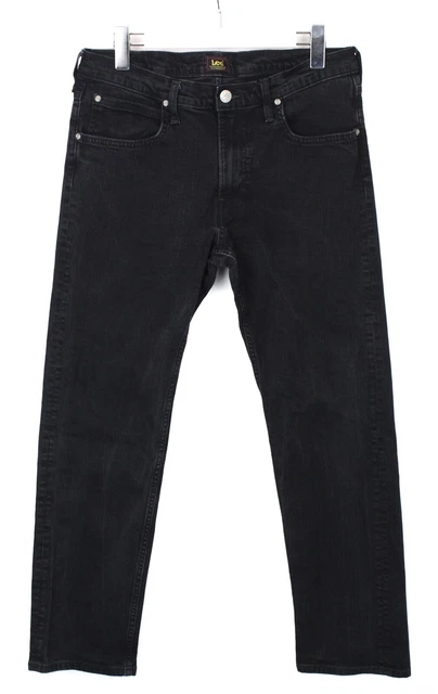 Lee Blake Jeans Uomo W32/L32 Regular Fit Nero Baffi Zip Fly Casual