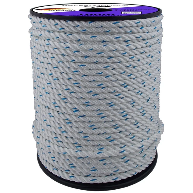 Kanirope Polyesterseil 8mm 30m - 3-litzig Gedreht In Weiß