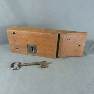Gorgeous Antique French Wooden Door Rim Lock With Key, Double lock Working !