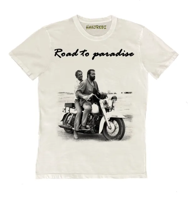 T-shirt stampata 100% cotone bianco Bud Spencer motor moda fashion film