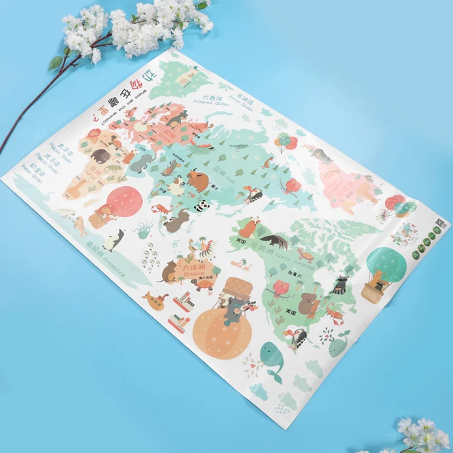 Adesivo Murale Mappa Del Mondo Academia Maps, 53x36 Cm, Rimovibile E Riposizionabile, Dettagliata Con Capitali E Città - 2