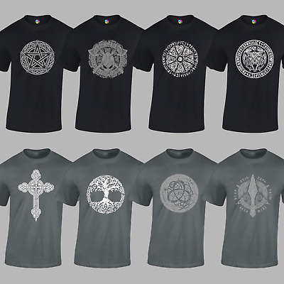 Viking T Shirts Da Uomo Vikings Designs Celtico Martello Di Thor Odin Loki Valhalla Top