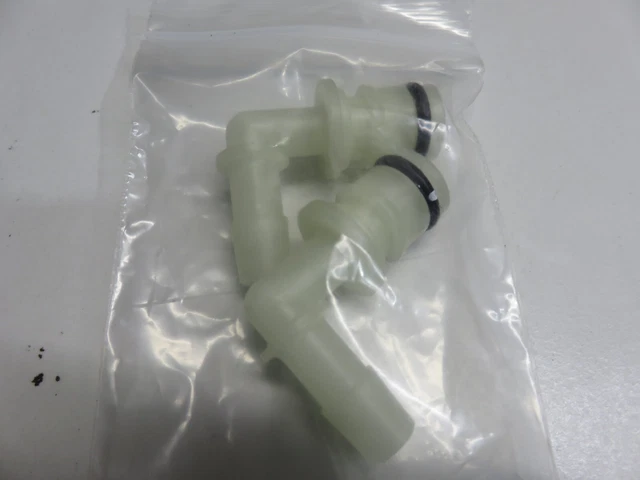 VITON 3/8 Quad Port 90 Deg Elbow x 3/8 ID Hose Barb Fittings (Pair)