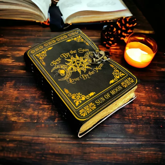 Blank Spell Book of Shadows vintage leather journal grimoire gifts for him her 3