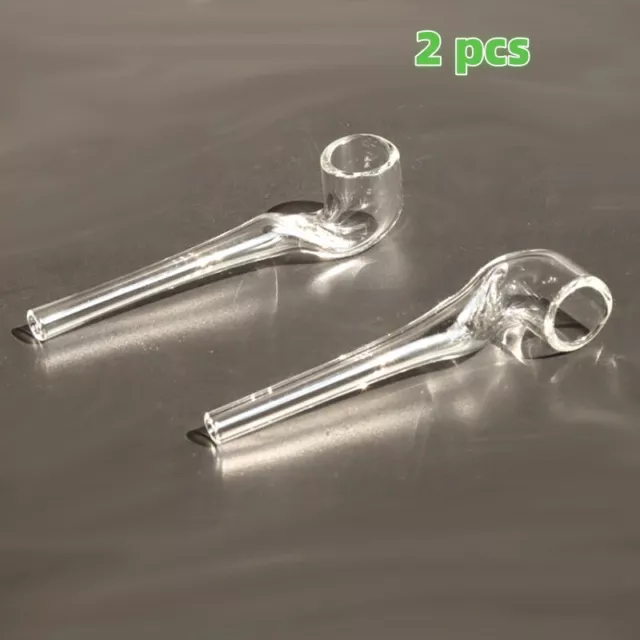 2 PCS 100mm Thick Glass Cigarette Pipe Reusable Hitter Herb Smoking Tube Pipes