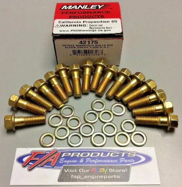 MANLEY 42175 BIG Block Chevy Intake Manifold Bolt Set Gold Irridite