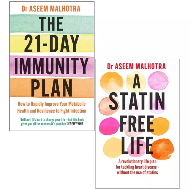 Dr Aseem Malhotra Collection 2 Books Set 21-Day Immunity Plan,A Statin-Free Life