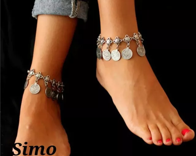 Cavigliera Donna Argento Monili Etnico Boemia Estate Mare Sexy Charms Uomo