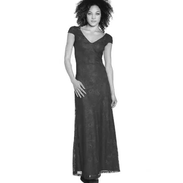 Lovers + Friends Vanity Fair Lace Maxi Dress Open Back Black M