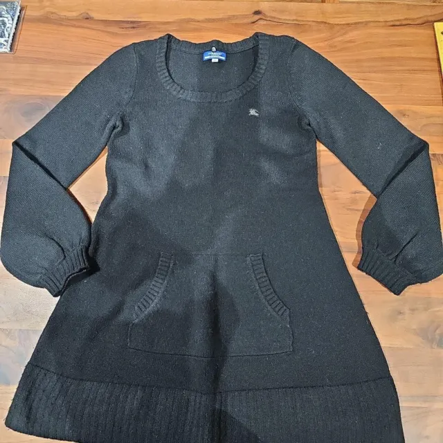 BURBERRY BLUE LABEL Short Knit Dress A-line Black Logo Women Size 38/M Used