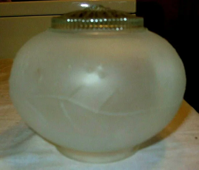 3 1/4" Fitter 4 1/2" Tall 5 3/4" Wide Frosted Floral Glass Globe Shade