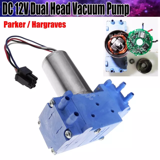 Low Noise Brushless DC Motor Miniature Diaphragm Pump 12V Dual Head  Vacuum Pump