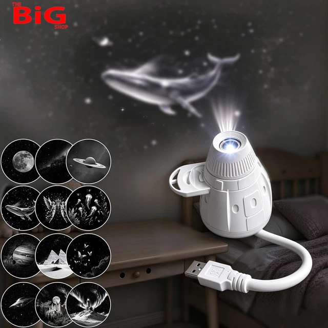 2-IN-1 GALAXY PROJECTOR - Galaxy Night Light with 12 Projection Films £ ...