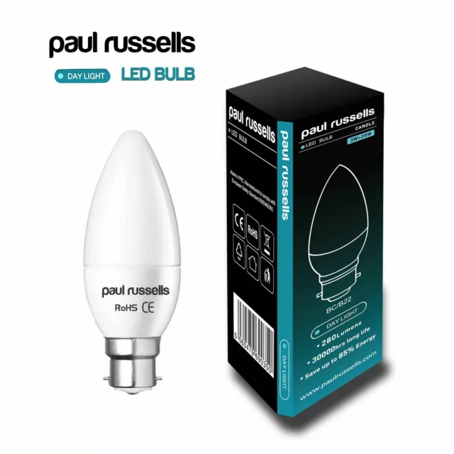 Paul Russells LED 3W (25 Watt Equiv) Tageslicht Glühbirnen Bajonett/10er Pack