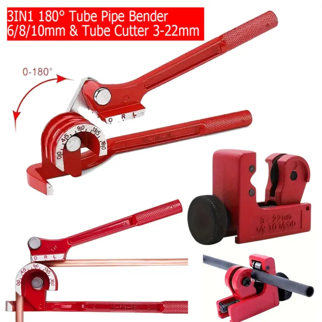 2X 3 In 1 180° Tube Pipe Bender 6/8/10mm & Mini Tube Cutter Brake Fuel Pipe Kit