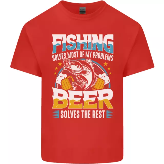 T-shirt top da pesca e birra divertente pescatore alcol da uomo cotone 4