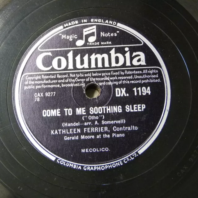 78rpm 12" KATHLEEN FERRIER come to me soothing sleep / spring is coming