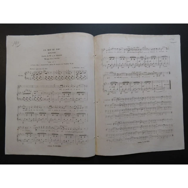 MASINI F. Un mot de toi Chant Piano ca1840 4