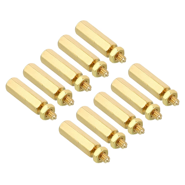 15mm+6mm M2.5 Standoff Screws 40 Pack Brass Hex PCB Standoffs Nuts Gold Tone