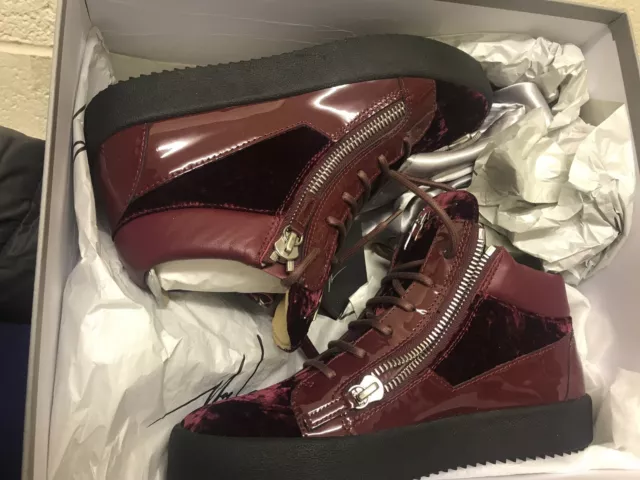 Neu Giuseppe Zanotti Frankie Velvet Mittel-Top Sneakers Schuhe Uvp £570 Eu41 3