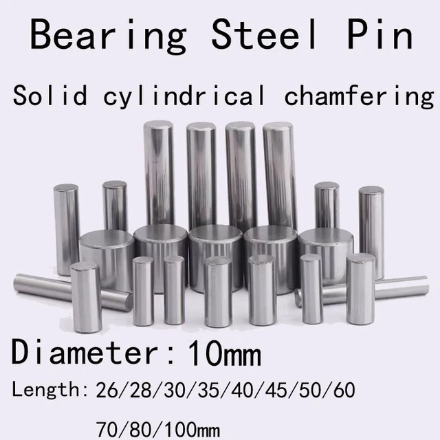 10mm Dia Bearing Steel Pin Solid Cylindrical Chamfering Dowel Pins 26mm-100mm L