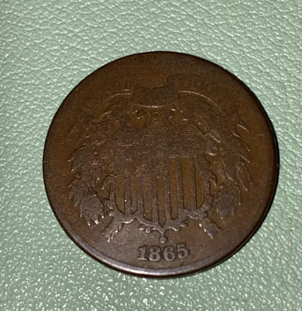 1865 2 Two Cent Piece United States US Type Coin