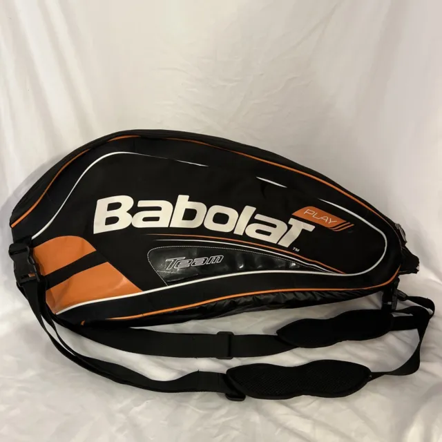 Babolat Team 6 Pack  Black Orange And White Racquet Tennis Bag Great Shape.