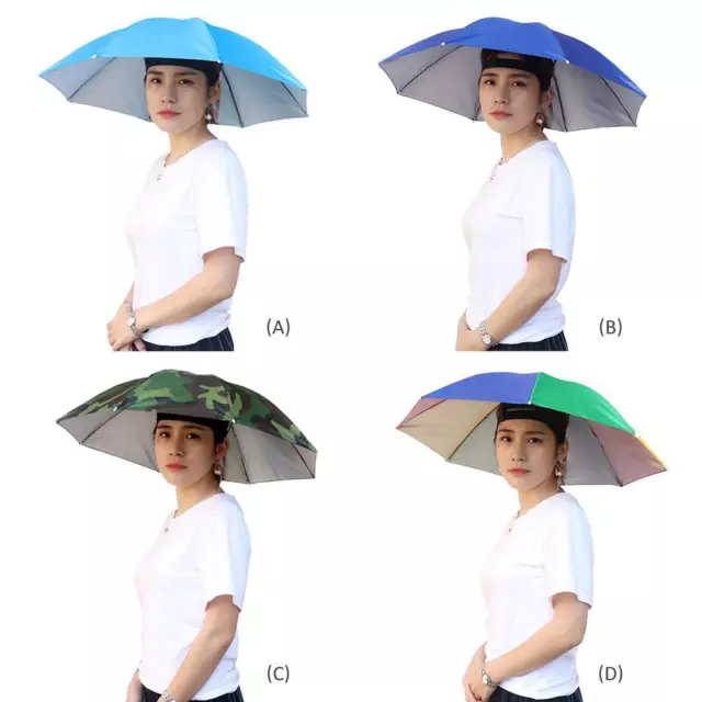 LF# 5pcs Outdoor Portable Anti-Rain Anti-Sun Fishing Head Umbrella Hat (Blue)