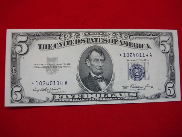 Series 1953 $5 Silver Certificate -*Star Note* - Crisp And Nice