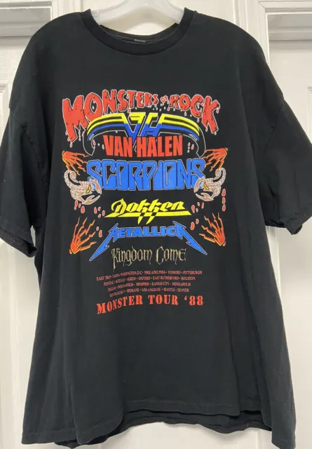 Monsters Of Rock 1988 Van Halen Scorpions Metallica Dokken  T-Shirt Mens 2Xl